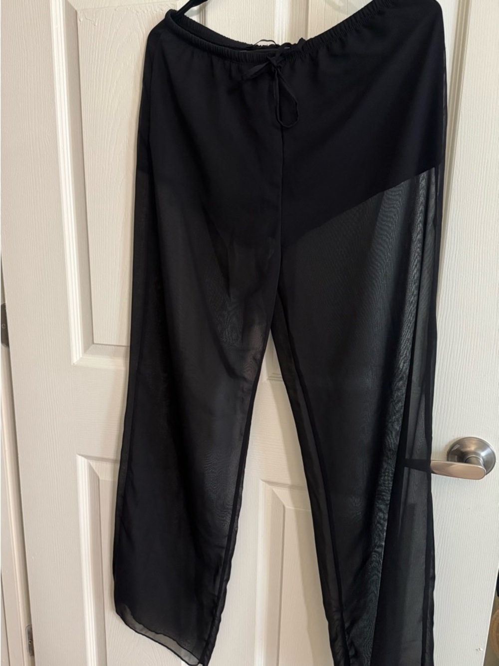 Zara Black Sheer Wide-Leg Beach Pants